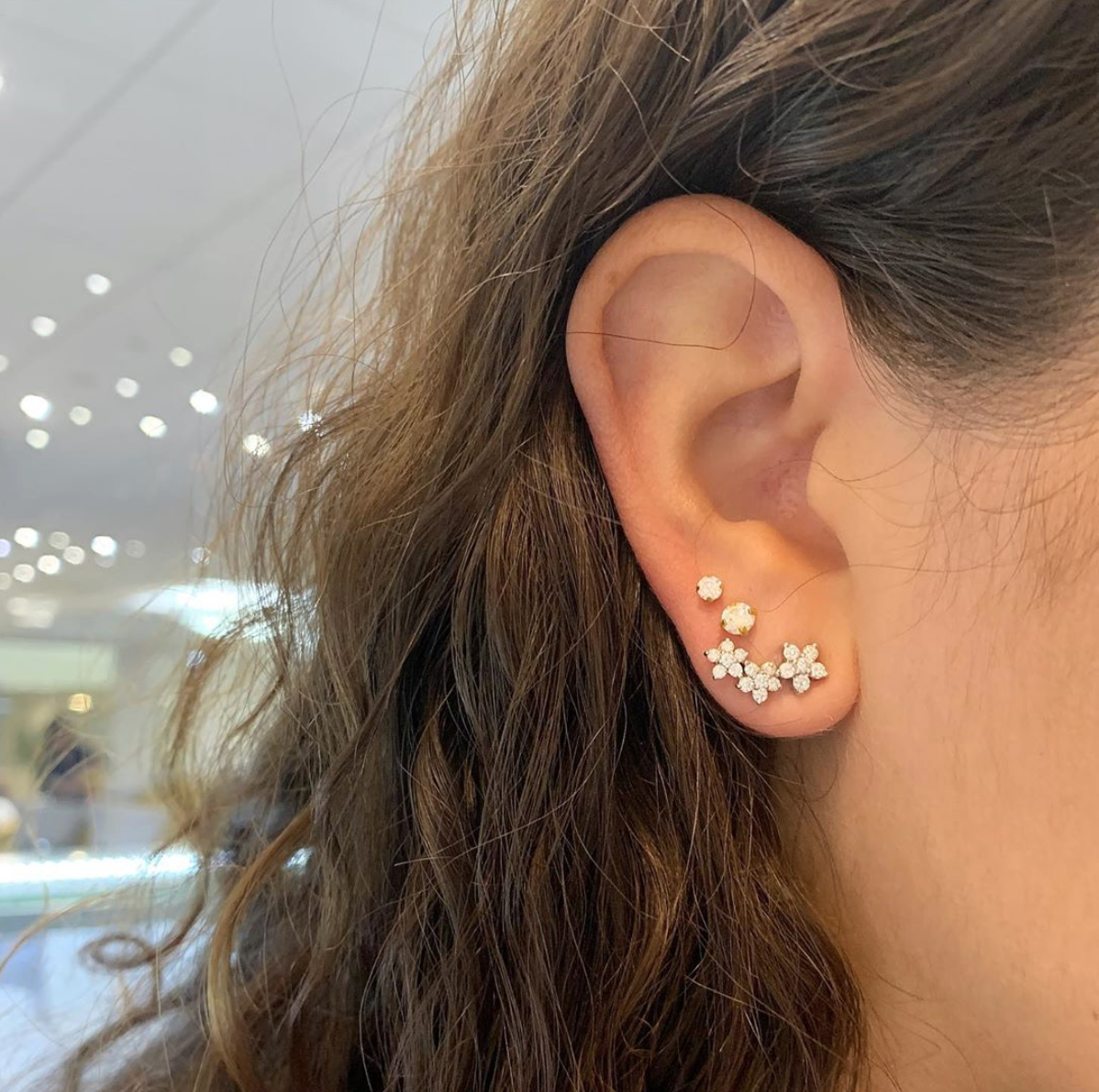 FLORAL DIAMOND TRIO STUDS